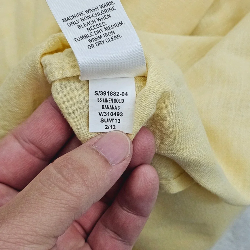 Banana Republic Shirt Mens XXL Yellow Linen Cotton Short Sleeve Summer Safari‎